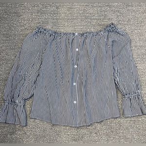 Timing- Off the shoulder, Button down- Women’s top! Size XL